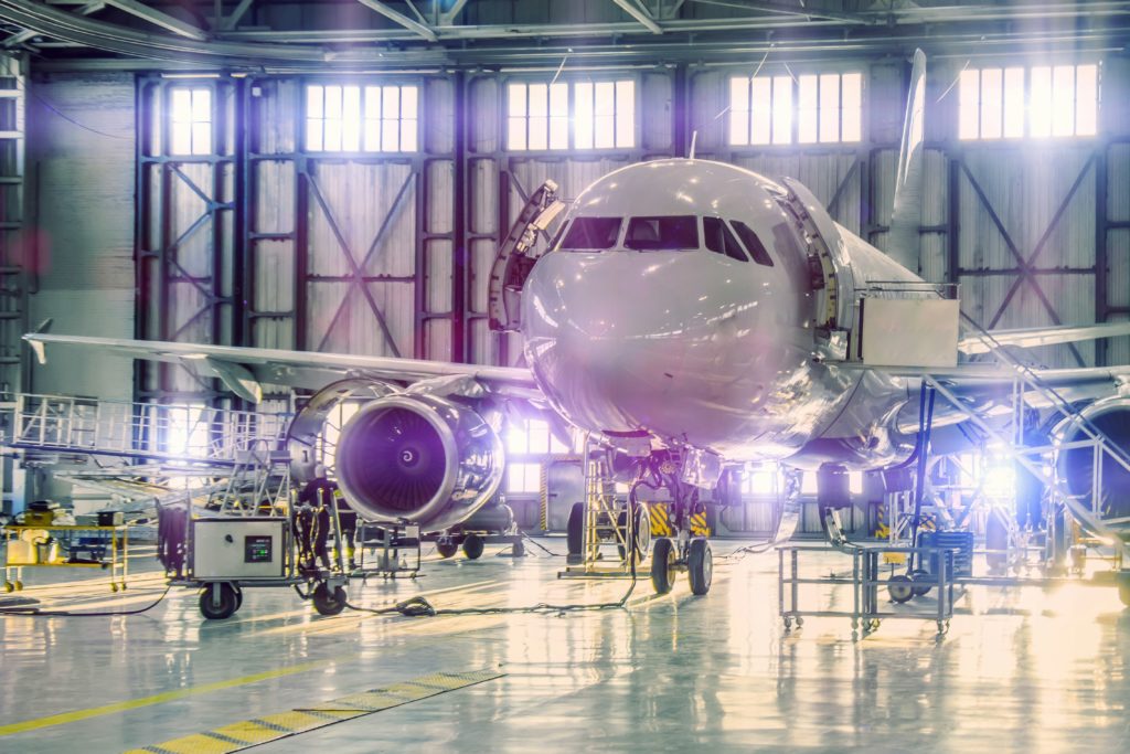 airplane in maintenance