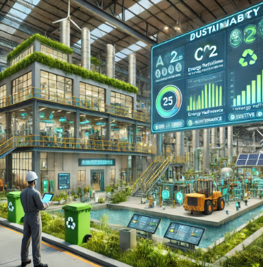 illustration d'une industrie durable : des plantes dans une usine